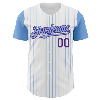 Custom White Light Blue Pinstripe Purple Authentic Two Tone Baseball Jersey - Sky-Custom