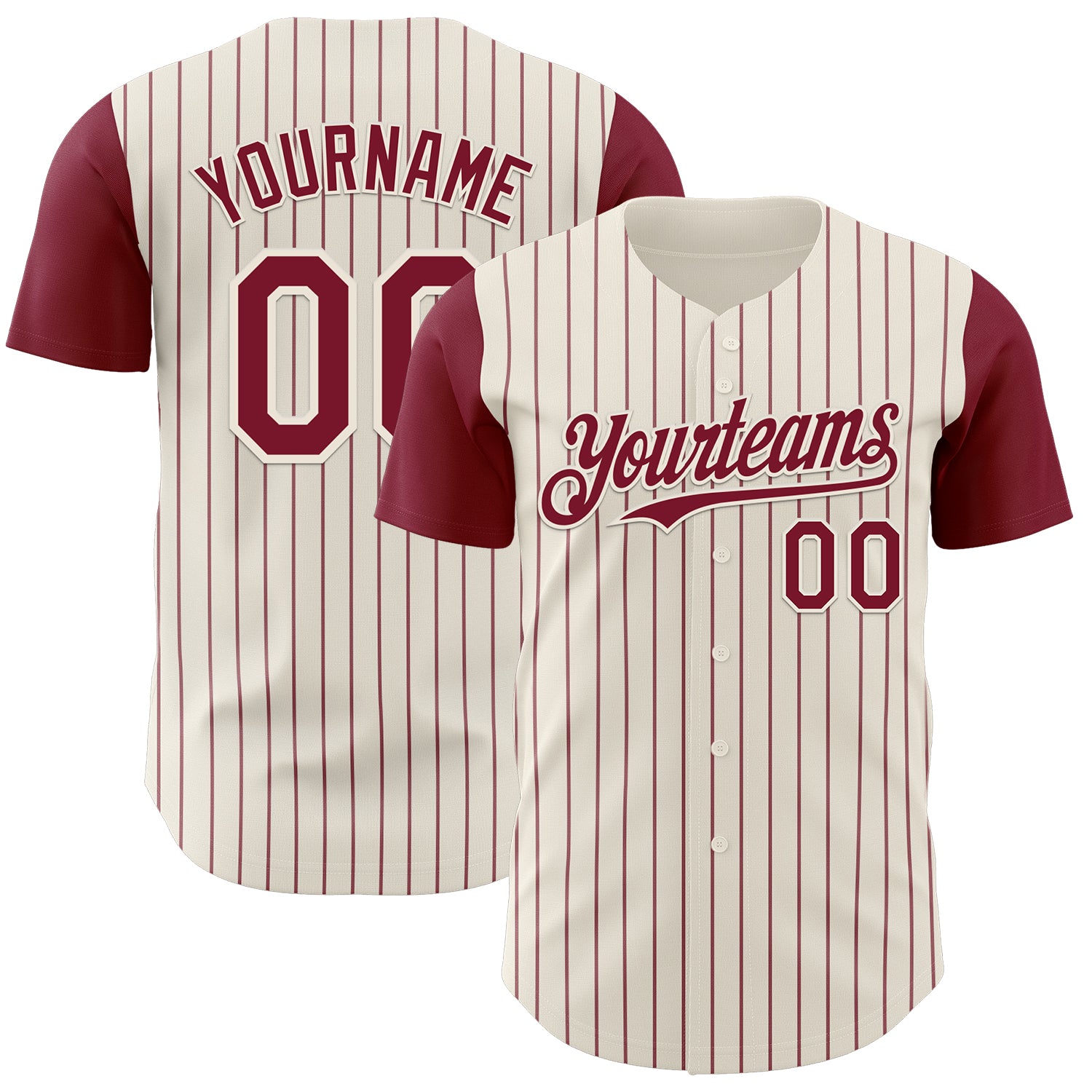 Custom Cream Crimson Pinstripe Crimson Authentic Two Tone Baseball Jersey - Sky-Custom