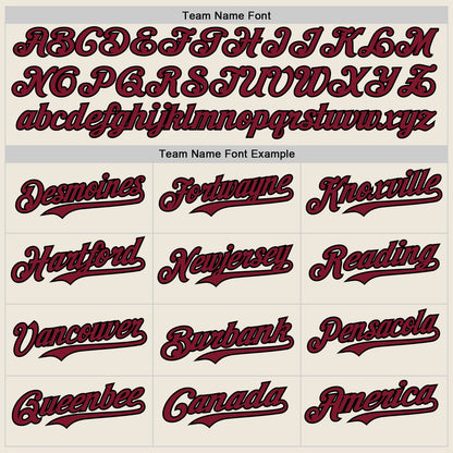 Custom Cream Crimson Pinstripe Black Authentic Two Tone Baseball Jersey - Sky-Custom