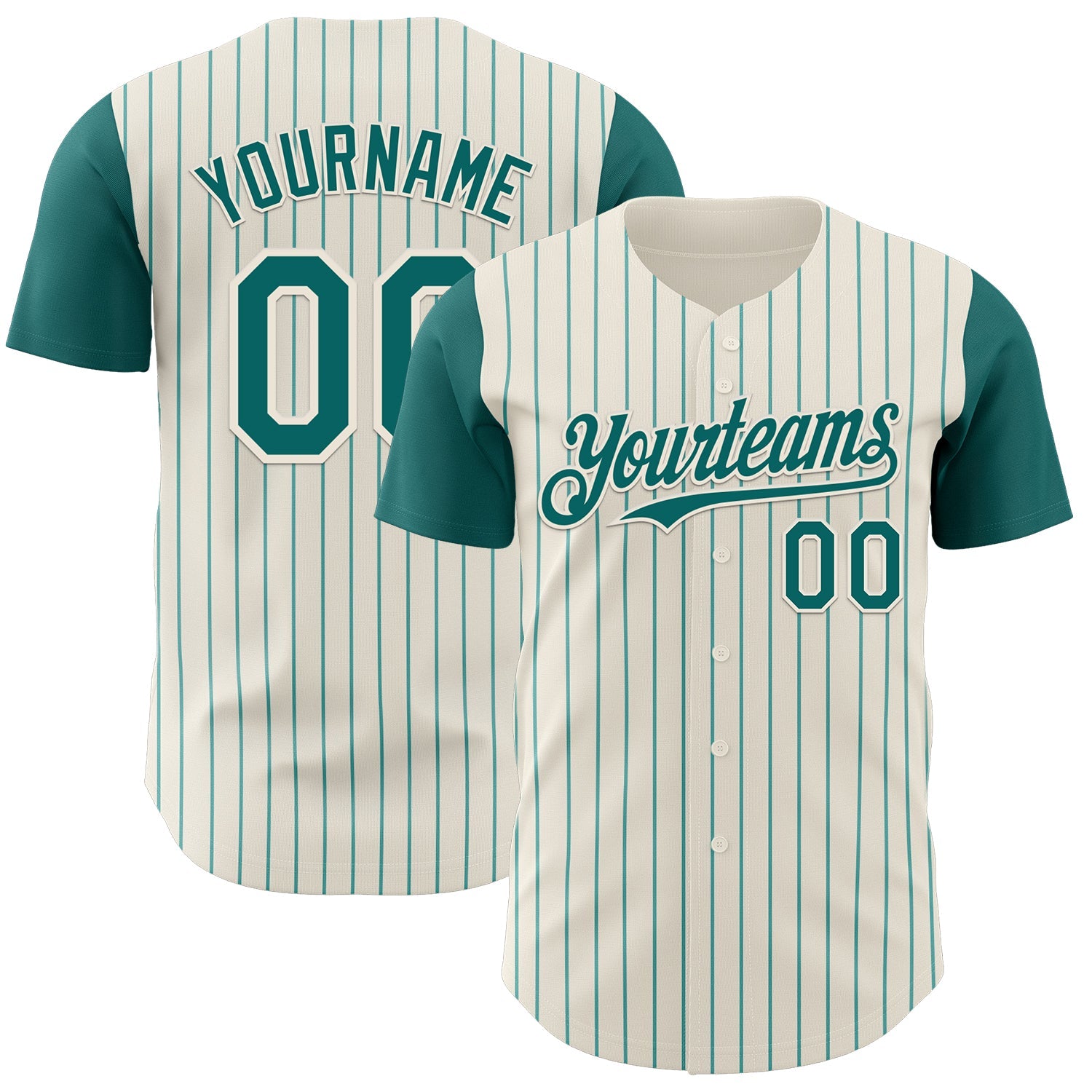 Custom Cream Teal Pinstripe Teal Authentic Two Tone Baseball Jersey - Sky-Custom