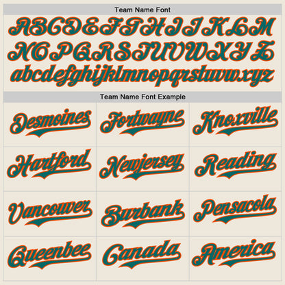 Custom Cream Teal Pinstripe Orange Authentic Two Tone Baseball Jersey - Sky-Custom