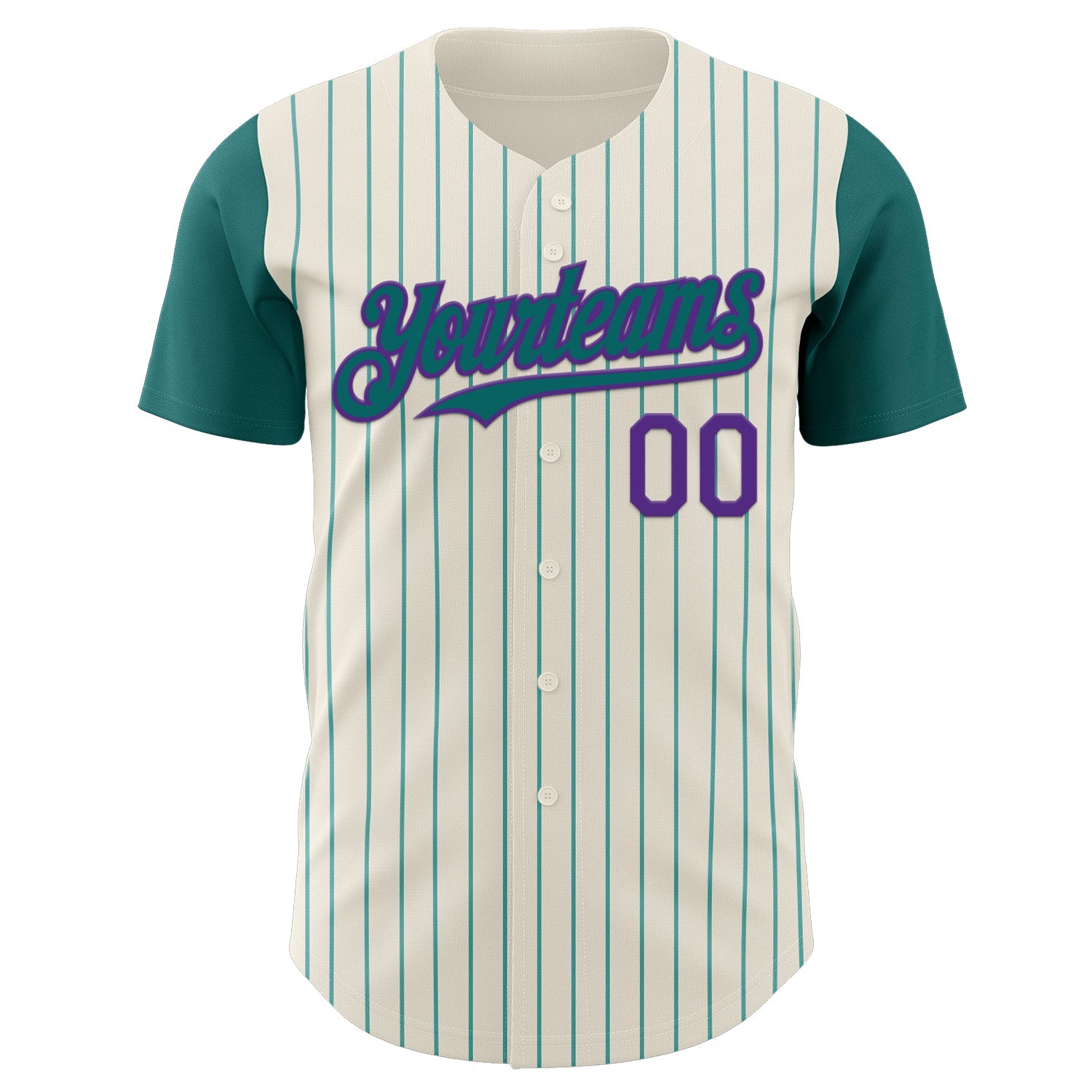 Custom Cream Teal Pinstripe Purple Authentic Two Tone Baseball Jersey - Sky-Custom
