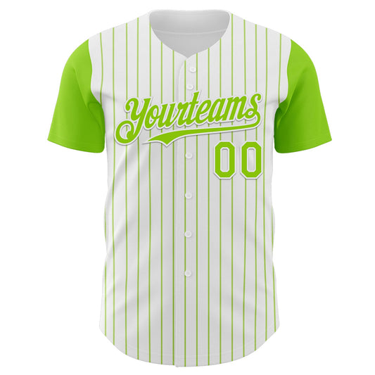 Custom White Neon Green Pinstripe Neon Green Authentic Two Tone Baseball Jersey - Sky-Custom