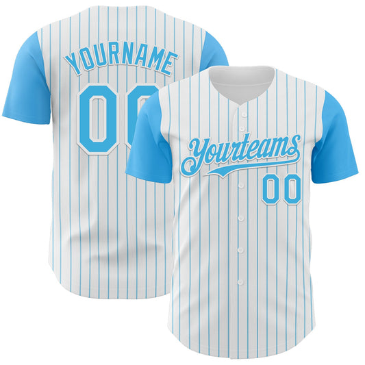 Custom White Sky Blue Pinstripe Sky Blue Authentic Two Tone Baseball Jersey - Sky-Custom