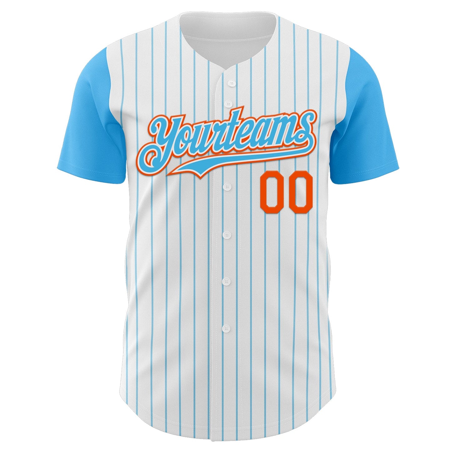Custom White Sky Blue Pinstripe Orange Authentic Two Tone Baseball Jersey - Sky-Custom