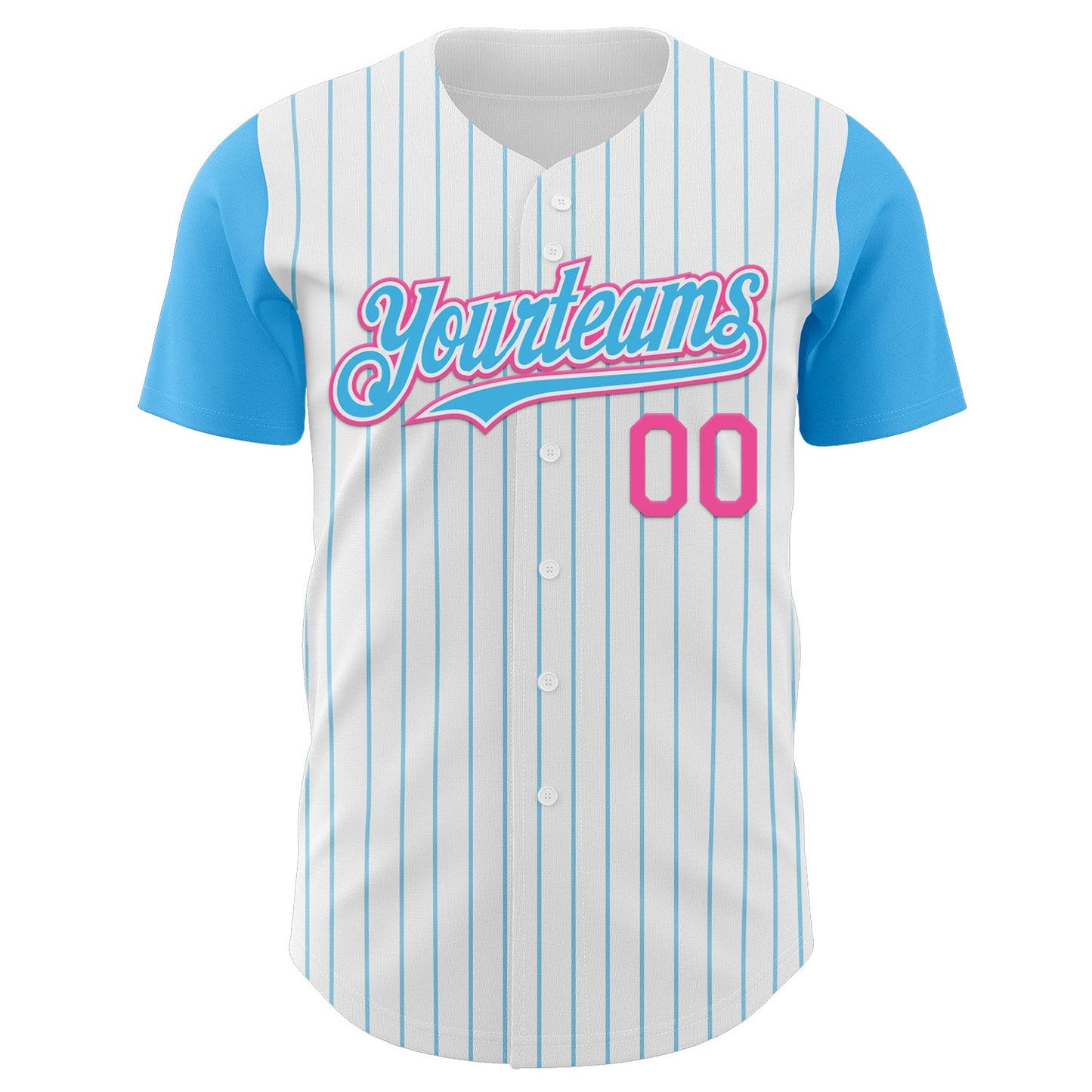 Custom White Sky Blue Pinstripe Pink Authentic Two Tone Baseball Jersey - Sky-Custom