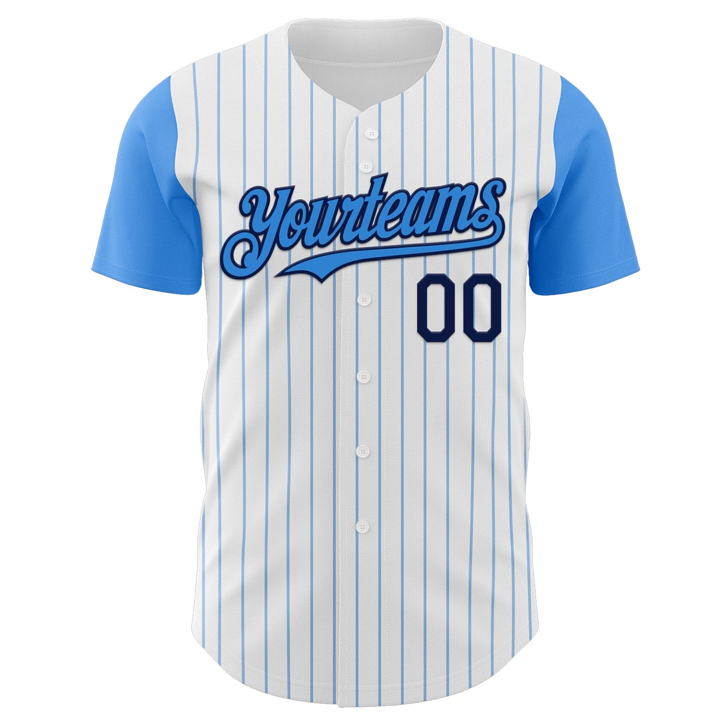 Custom White Electric Blue Pinstripe Navy Authentic Two Tone Baseball Jersey - Sky-Custom