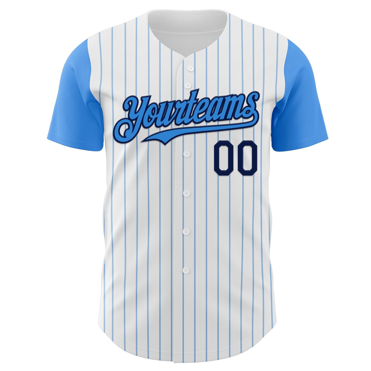 Custom White Electric Blue Pinstripe Navy Authentic Two Tone Baseball Jersey - Sky-Custom