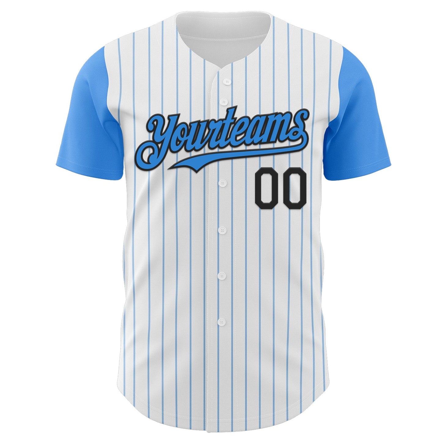 Custom White Electric Blue Pinstripe Black Authentic Two Tone Baseball Jersey - Sky-Custom