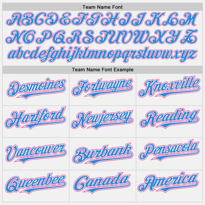 Custom White Electric Blue Pinstripe Pink Authentic Two Tone Baseball Jersey - Sky-Custom