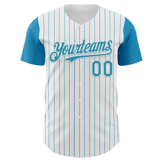 Custom White Panther Blue Pinstripe Panther Blue Authentic Two Tone Baseball Jersey - Sky-Custom