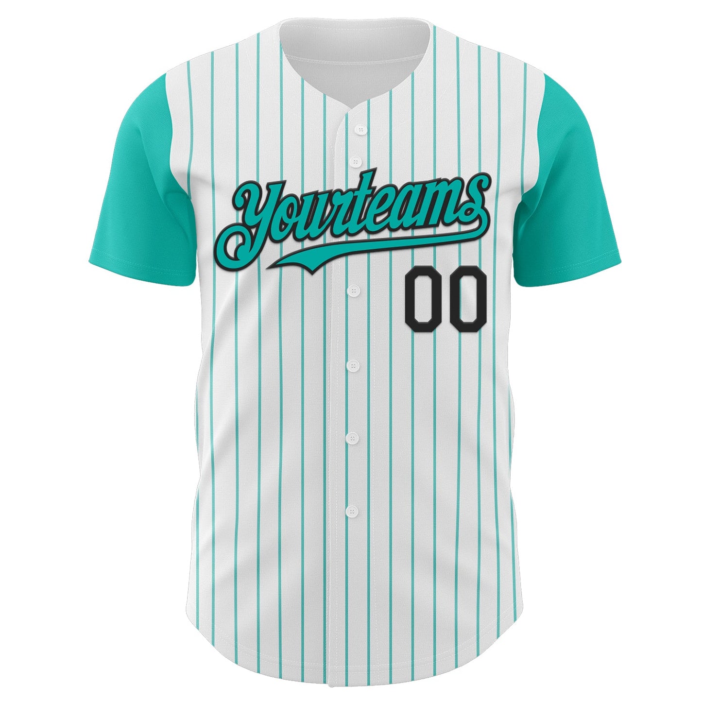 Custom White Aqua Pinstripe Black Authentic Two Tone Baseball Jersey - Sky-Custom