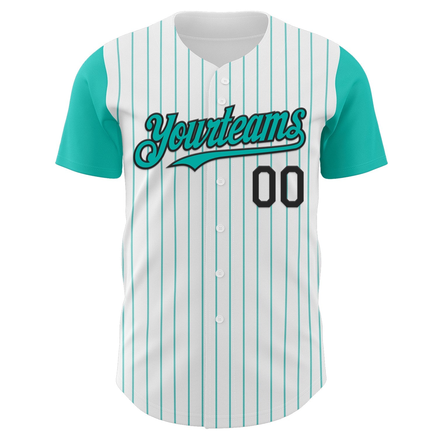 Custom White Aqua Pinstripe Black Authentic Two Tone Baseball Jersey - Sky-Custom