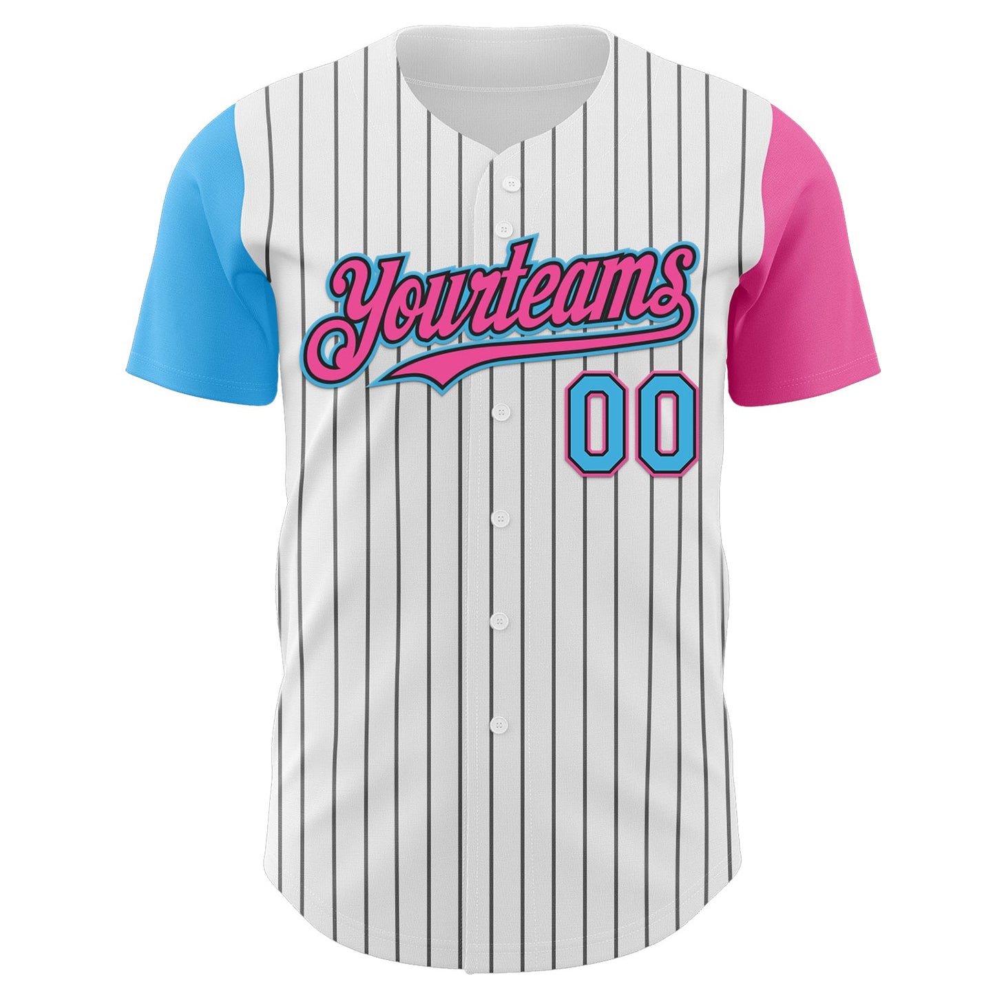 Custom White Black Pinstripe Sky Blue-Pink Authentic Two Tone Baseball Jersey - Sky-Custom