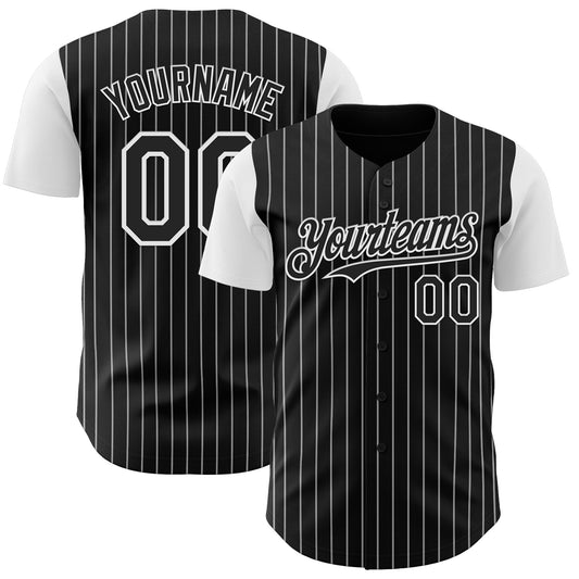 Custom Black White Pinstripe White Authentic Two Tone Baseball Jersey - Sky-Custom