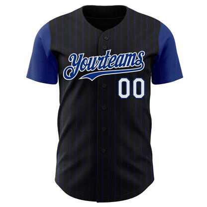 Custom Black Royal Pinstripe White Authentic Two Tone Baseball Jersey - Sky-Custom