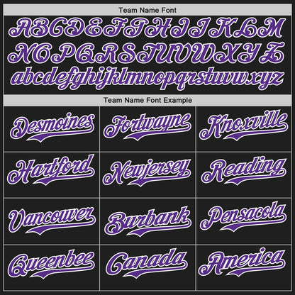 Custom Black Purple Pinstripe White Authentic Two Tone Baseball Jersey - Sky-Custom