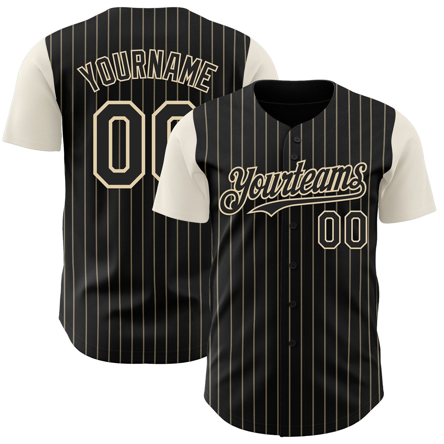 Custom Black Cream Pinstripe Cream Authentic Two Tone Baseball Jersey - Sky-Custom