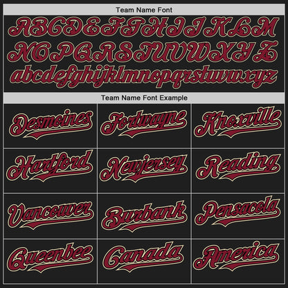 Custom Black Crimson Pinstripe Cream Authentic Two Tone Baseball Jersey - Sky-Custom