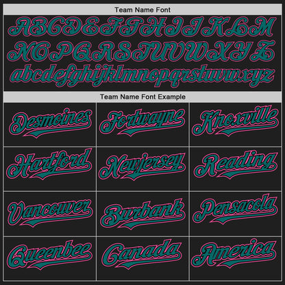Custom Black Teal Pinstripe Pink Authentic Two Tone Baseball Jersey - Sky-Custom