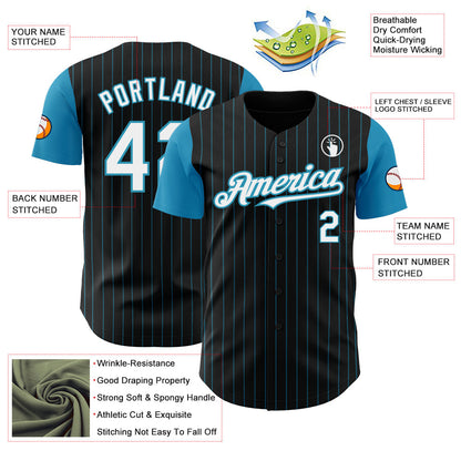 Custom Black Panther Blue Pinstripe White Authentic Two Tone Baseball Jersey - Sky-Custom