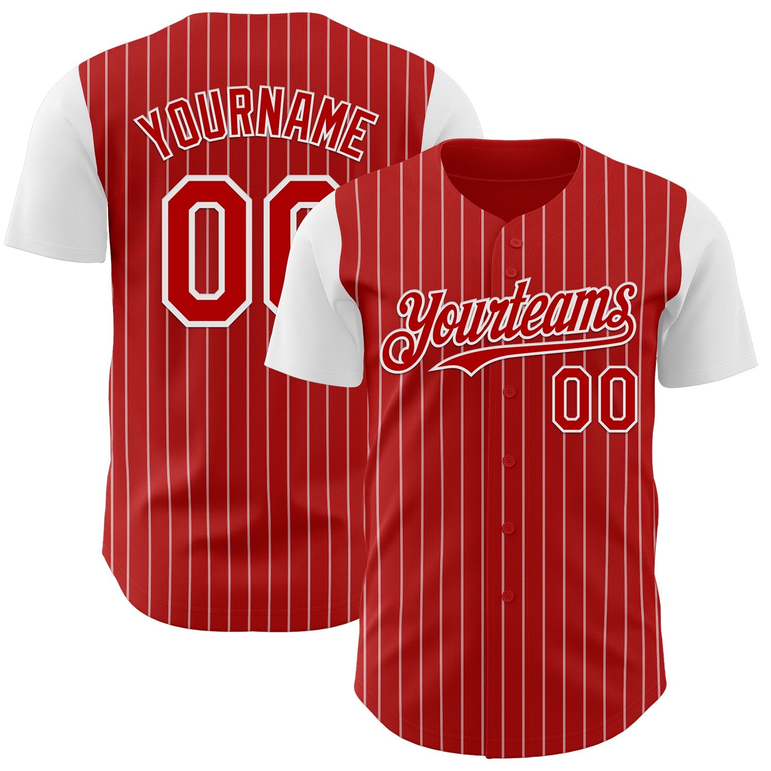 Custom Red White Pinstripe White Authentic Two Tone Baseball Jersey - Sky-Custom