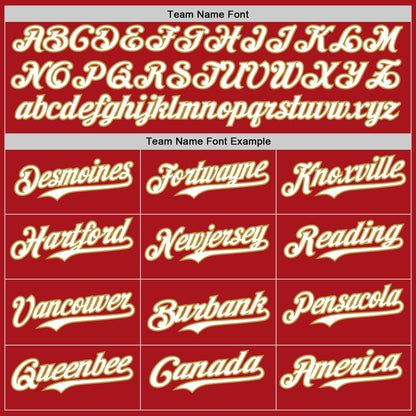 Custom Red Old Gold Pinstripe White Authentic Two Tone Baseball Jersey - Sky-Custom