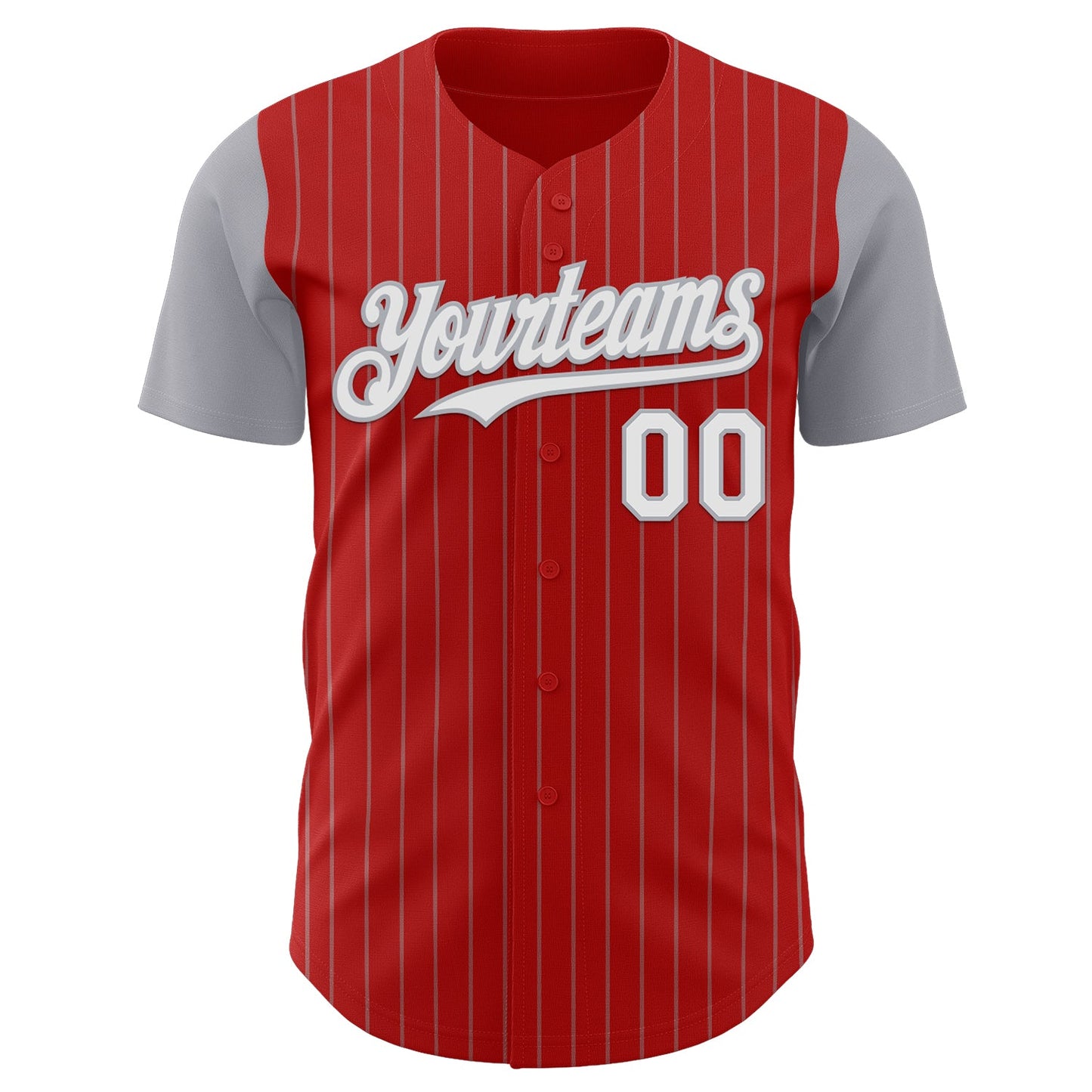 Custom Red Gray Pinstripe White Authentic Two Tone Baseball Jersey - Sky-Custom