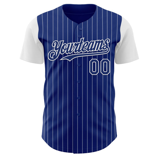 Custom Royal White Pinstripe White Authentic Two Tone Baseball Jersey - Sky-Custom