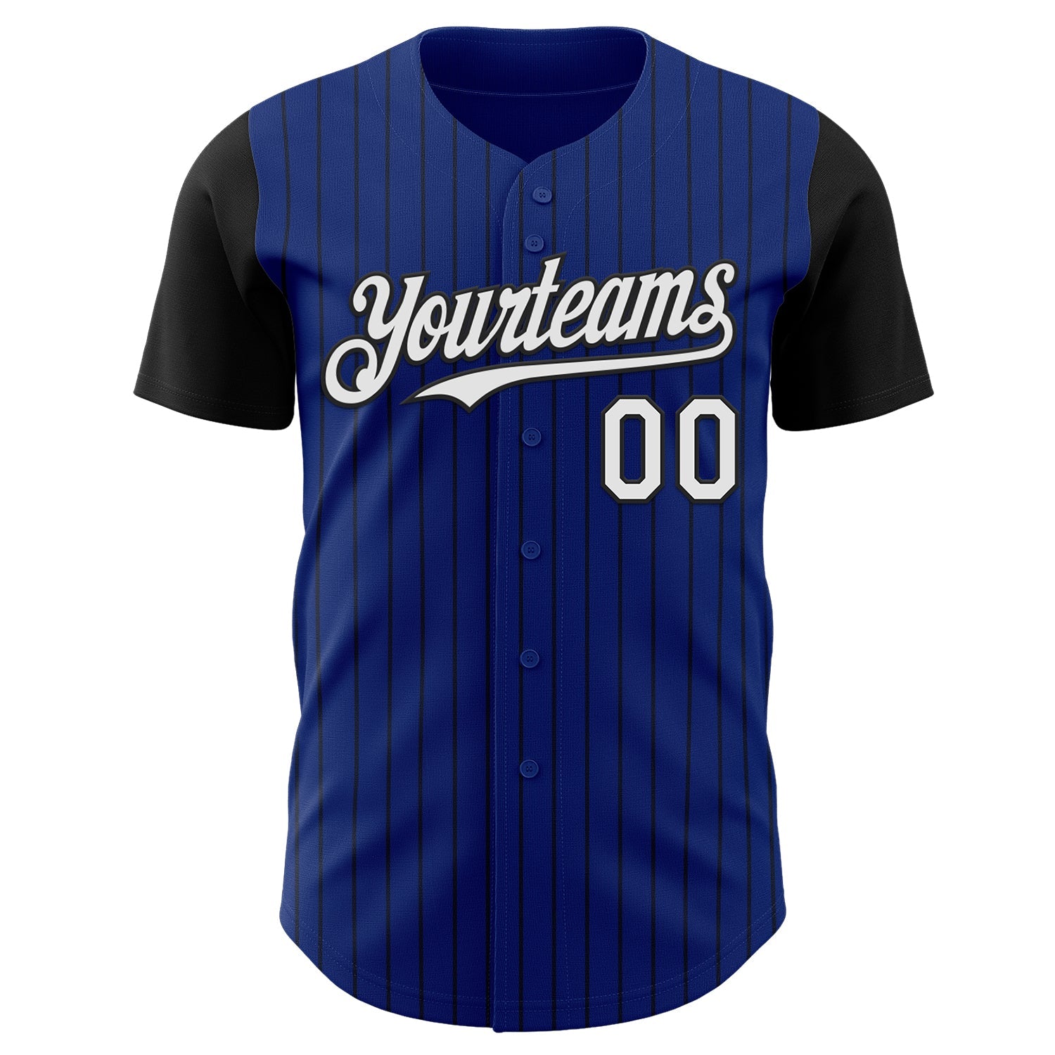 Custom Royal Black Pinstripe White Authentic Two Tone Baseball Jersey - Sky-Custom