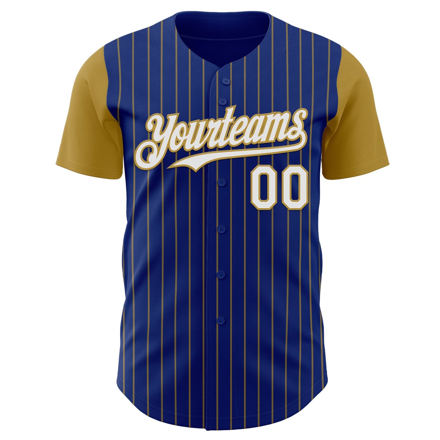 Custom Royal Old Gold Pinstripe White Authentic Two Tone Baseball Jersey - Sky-Custom