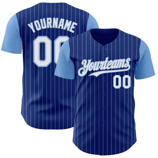 Custom Royal Light Blue Pinstripe White Authentic Two Tone Baseball Jersey - Sky-Custom