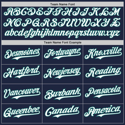 Custom Navy Teal Pinstripe White Authentic Two Tone Baseball Jersey - Sky-Custom