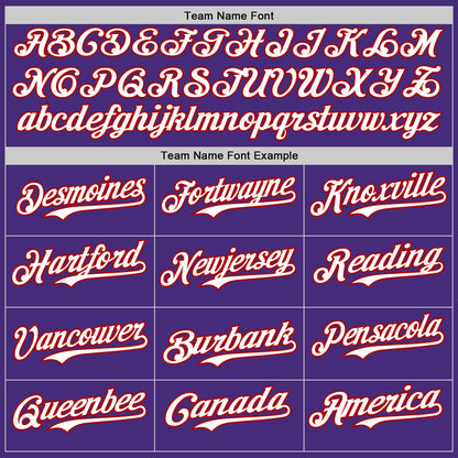Custom Purple Red Pinstripe White Authentic Two Tone Baseball Jersey - Sky-Custom