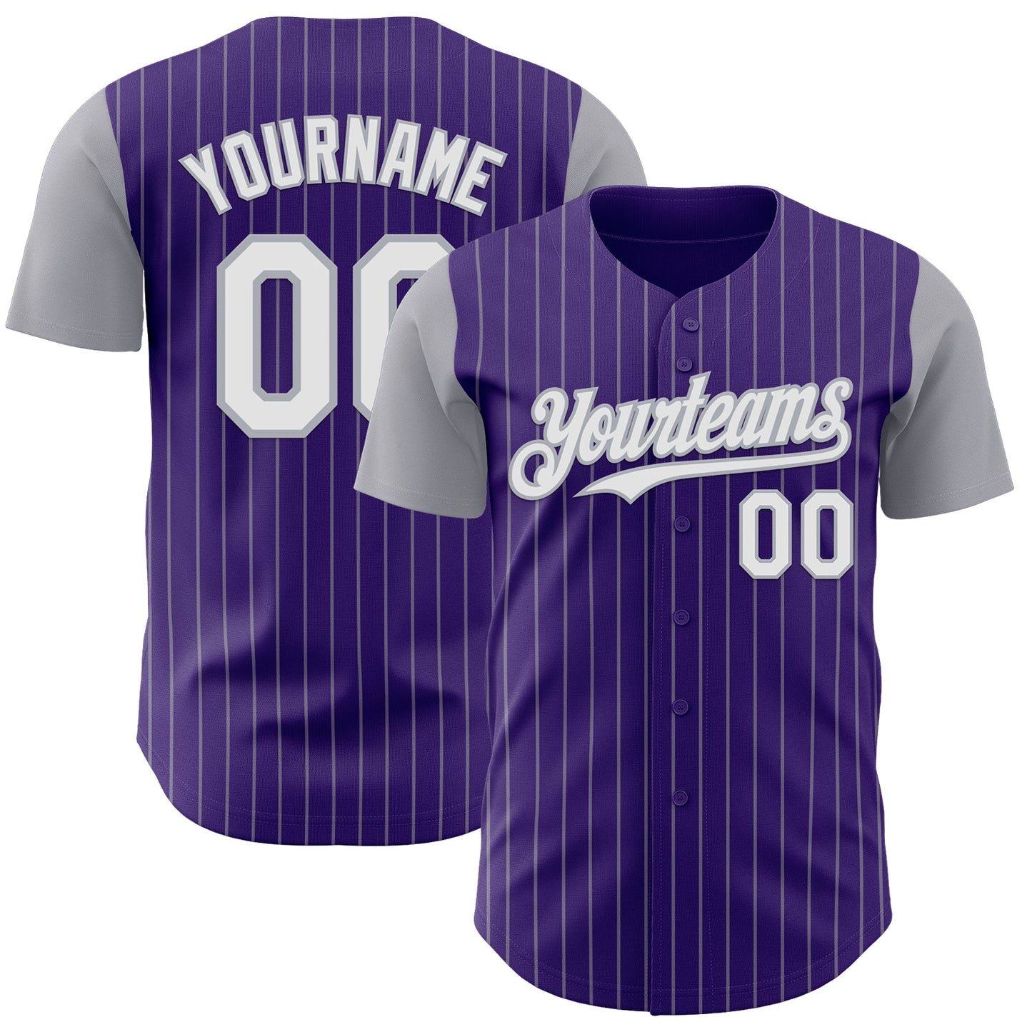 Custom Purple Gray Pinstripe White Authentic Two Tone Baseball Jersey - Sky-Custom