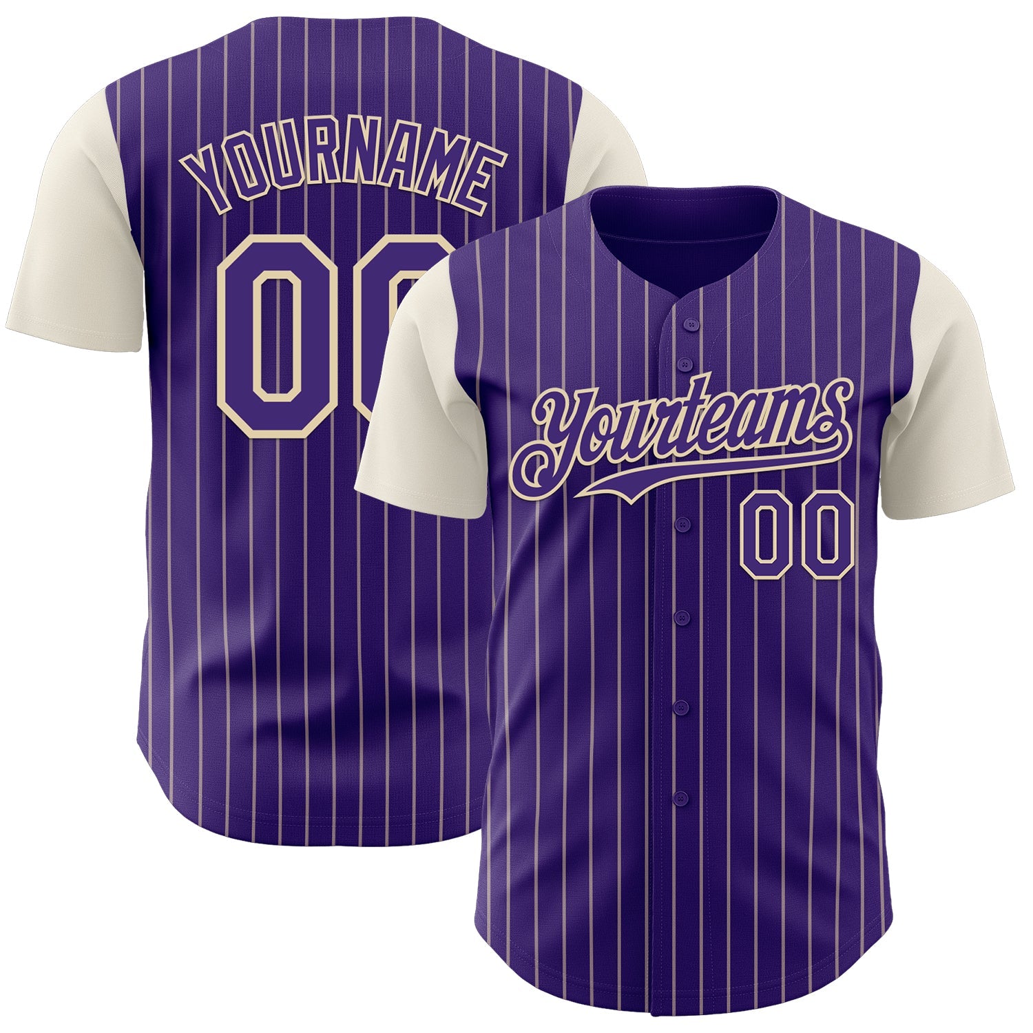 Custom Purple Cream Pinstripe Cream Authentic Two Tone Baseball Jersey - Sky-Custom
