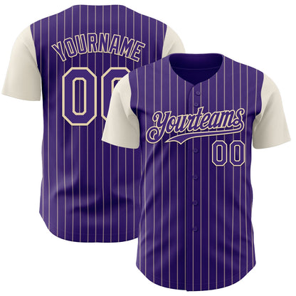 Custom Purple Cream Pinstripe Cream Authentic Two Tone Baseball Jersey - Sky-Custom