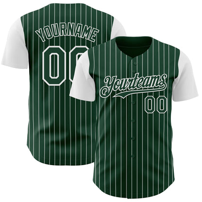 Custom Green White Pinstripe White Authentic Two Tone Baseball Jersey - Sky-Custom