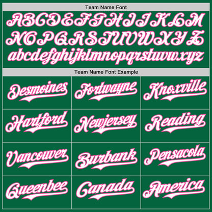 Custom Kelly Green Pink Pinstripe White Authentic Two Tone Baseball Jersey - Sky-Custom