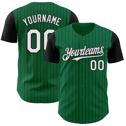 Custom Kelly Green Black Pinstripe White Authentic Two Tone Baseball Jersey - Sky-Custom