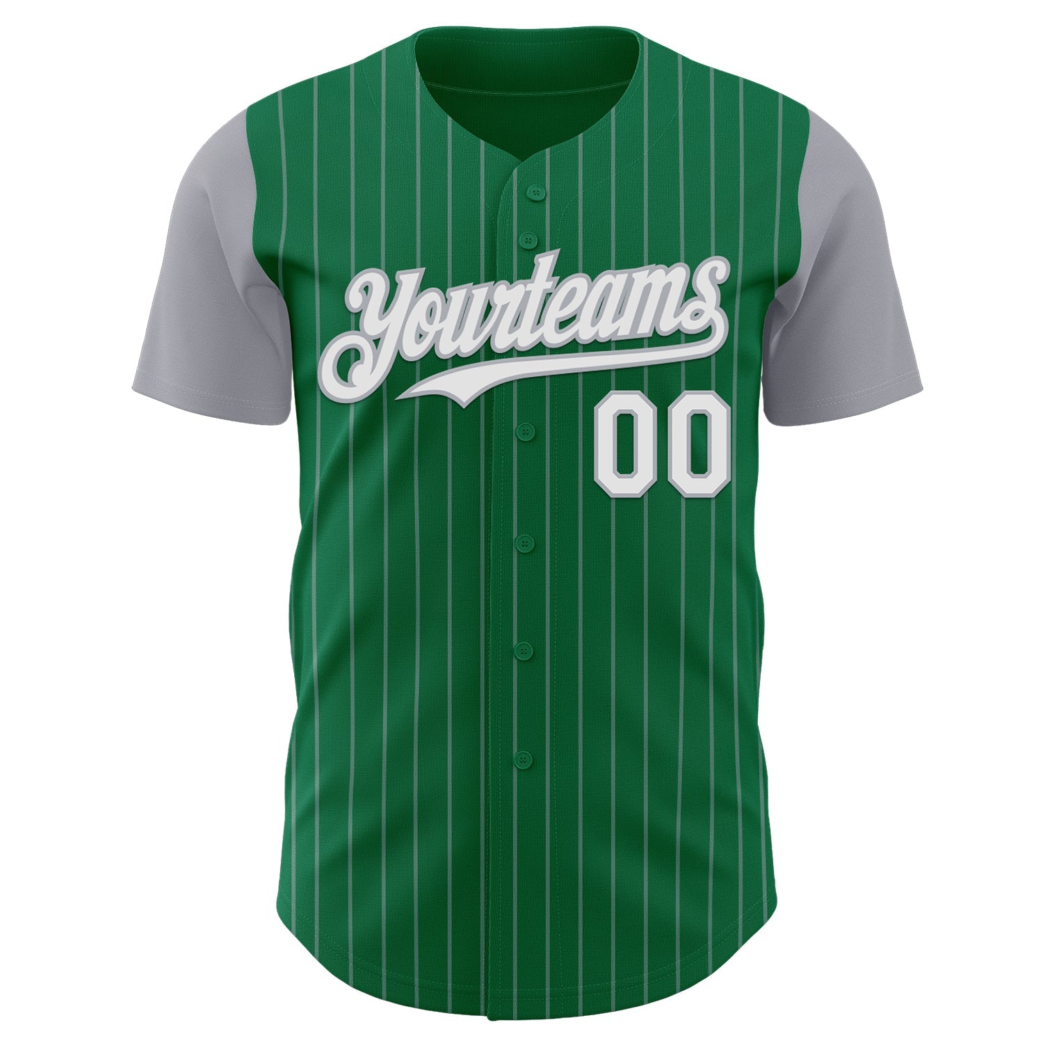 Custom Kelly Green Gray Pinstripe White Authentic Two Tone Baseball Jersey - Sky-Custom
