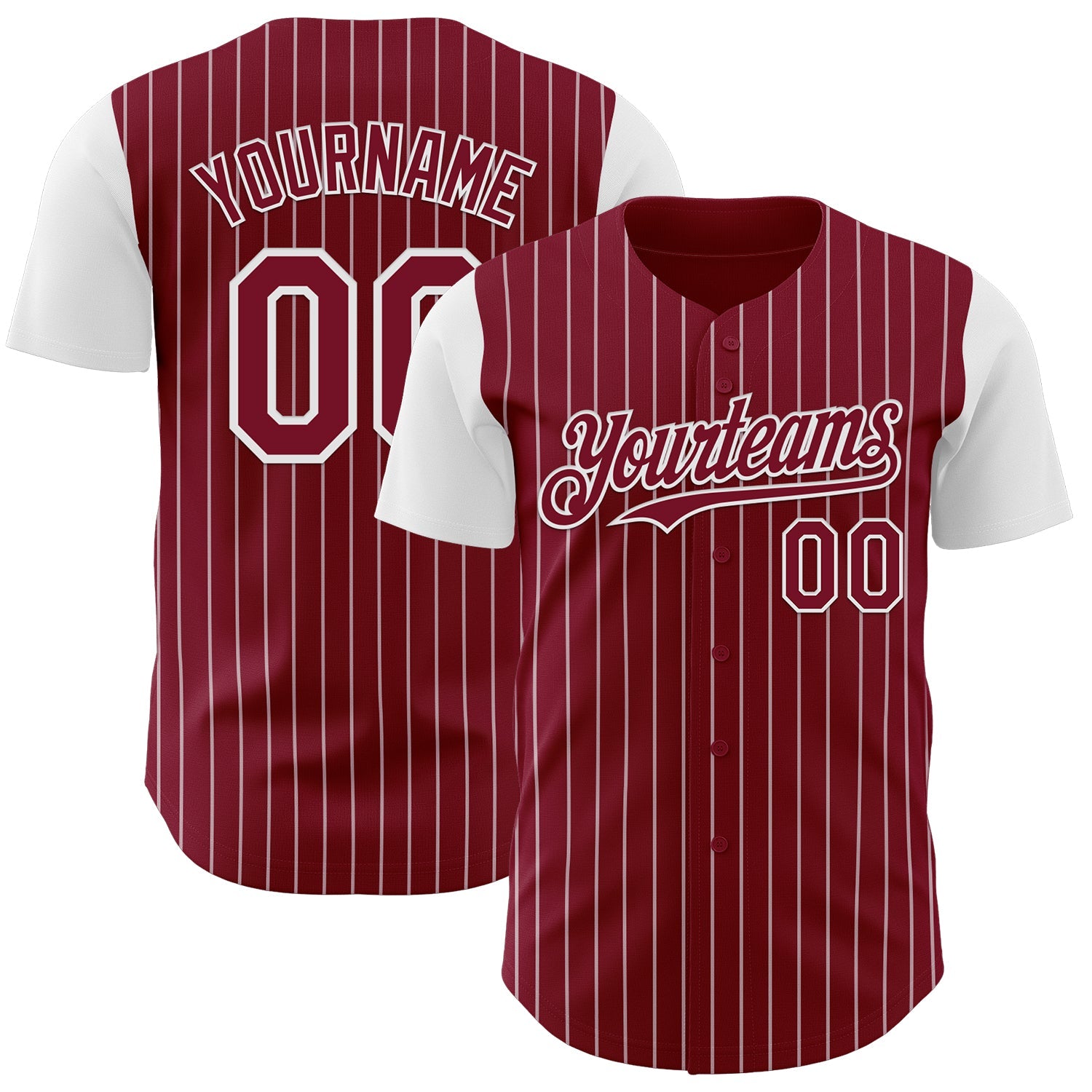 Custom Crimson White Pinstripe White Authentic Two Tone Baseball Jersey - Sky-Custom