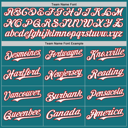 Custom Teal Red Pinstripe White Authentic Two Tone Baseball Jersey - Sky-Custom