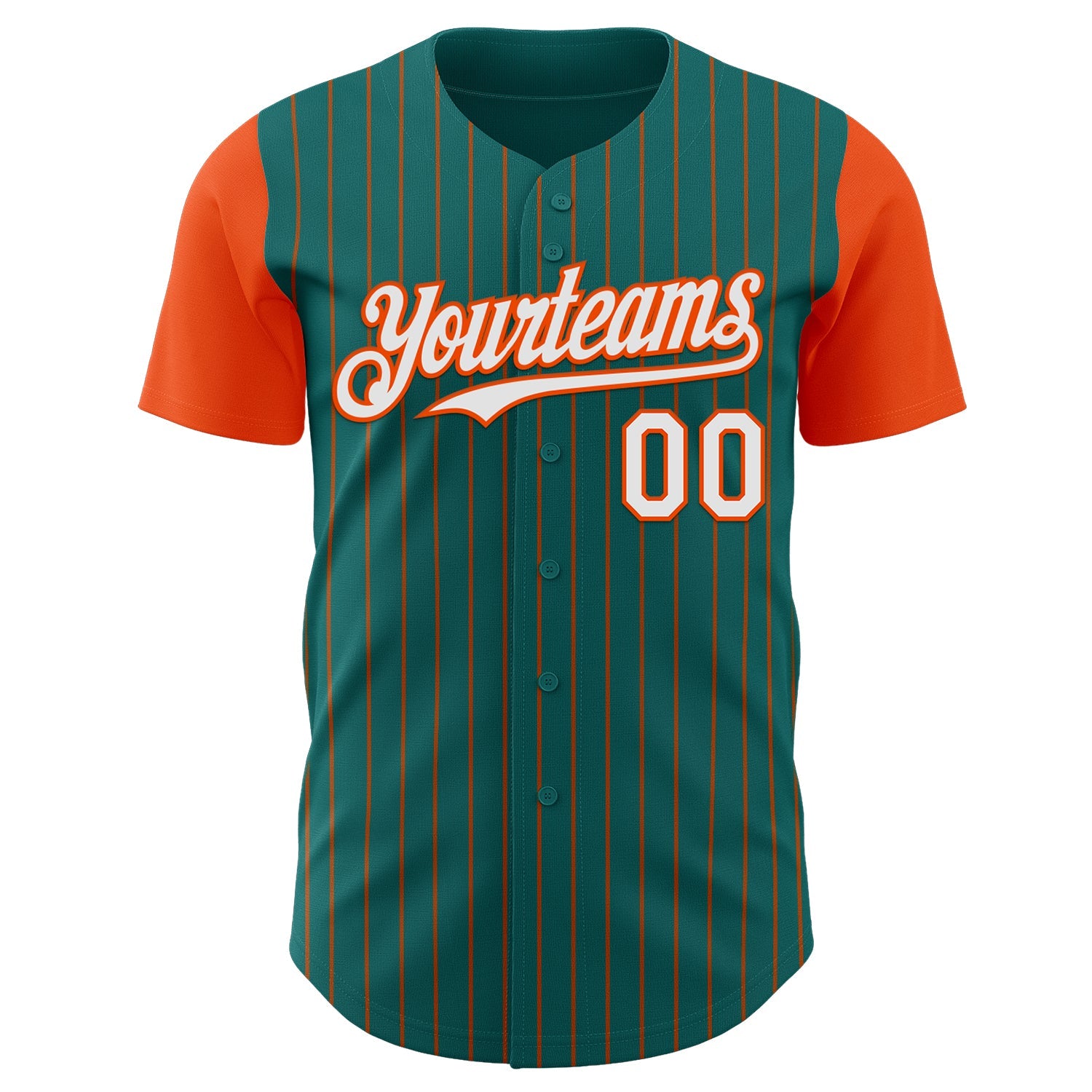 Custom Teal Orange Pinstripe White Authentic Two Tone Baseball Jersey - Sky-Custom