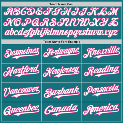Custom Teal Pink Pinstripe White Authentic Two Tone Baseball Jersey - Sky-Custom
