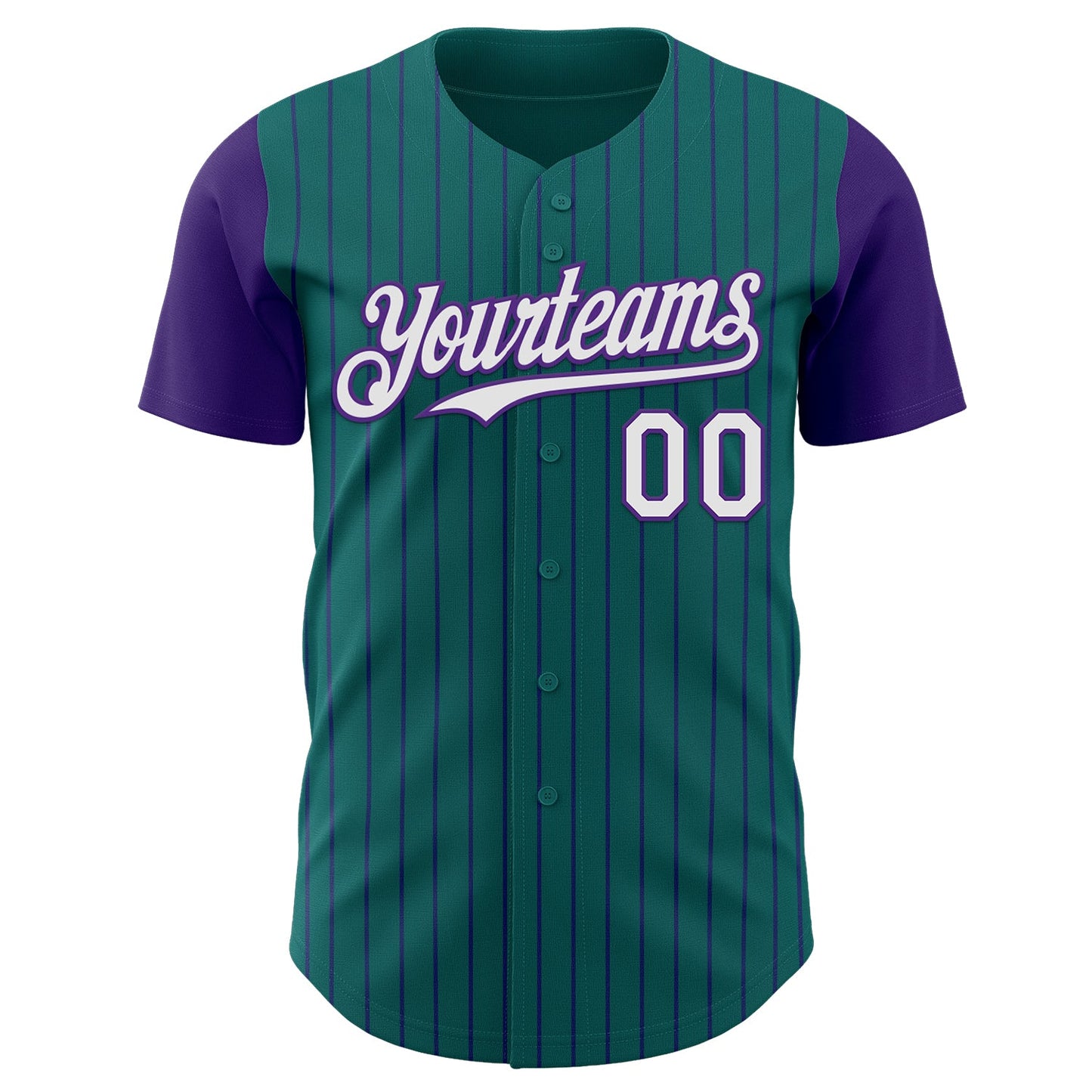 Custom Teal Purple Pinstripe White Authentic Two Tone Baseball Jersey - Sky-Custom