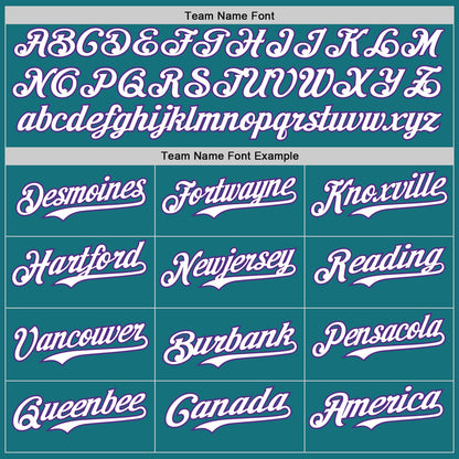 Custom Teal Purple Pinstripe White Authentic Two Tone Baseball Jersey - Sky-Custom