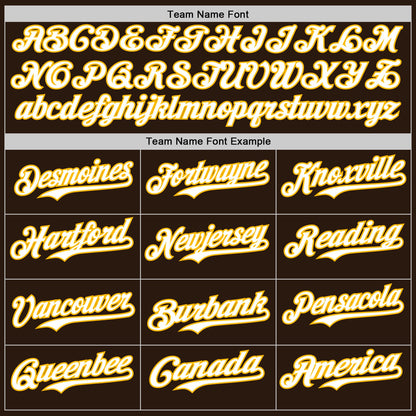 Custom Brown Gold Pinstripe White Authentic Two Tone Baseball Jersey - Sky-Custom