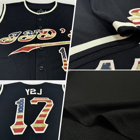 Custom Black Vintage USA Flag-Cream Authentic Sleeveless Baseball Jersey - Sky-Custom