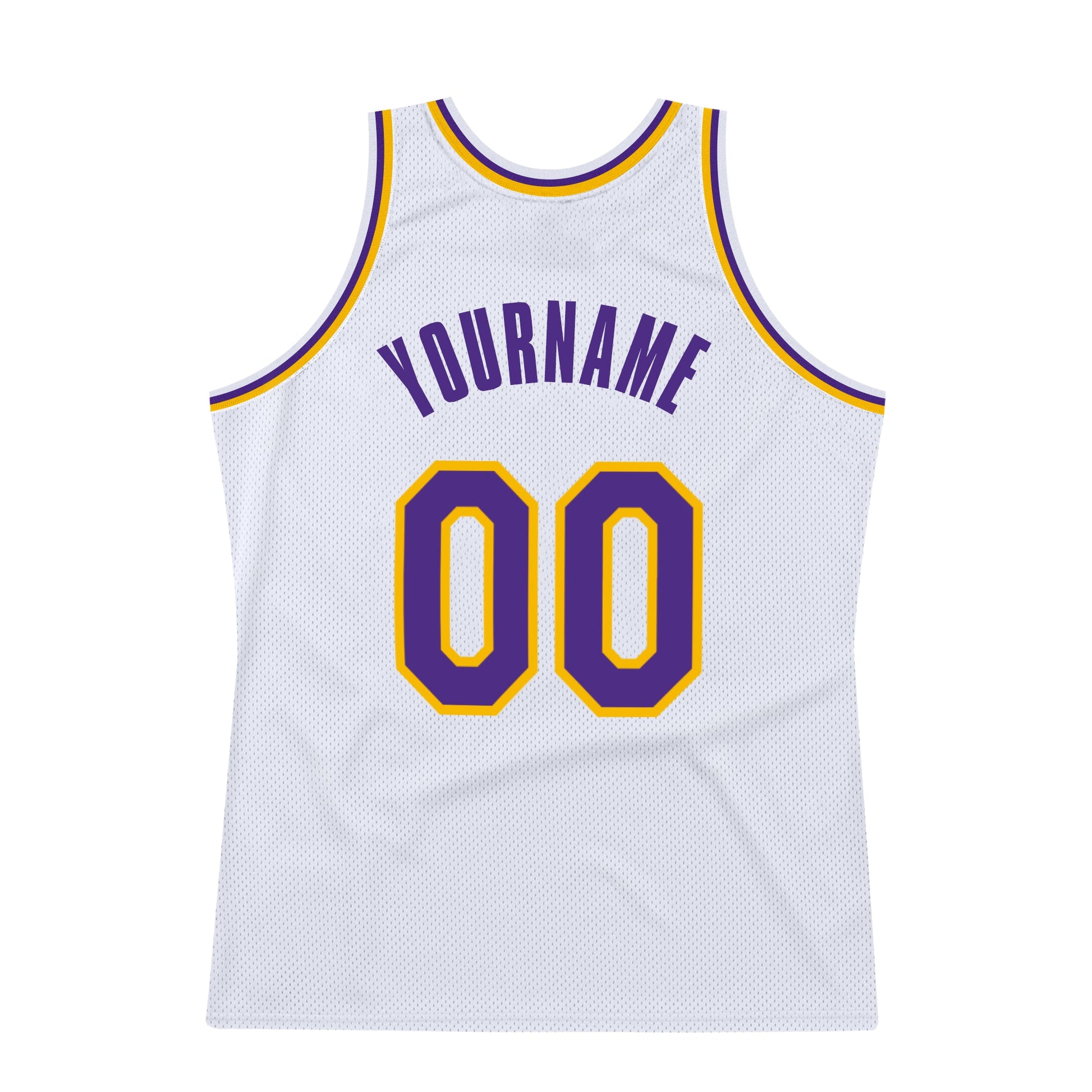 Custom White Purple-Gold Authentic Throwback Basketball Jersey - Sky-Custom